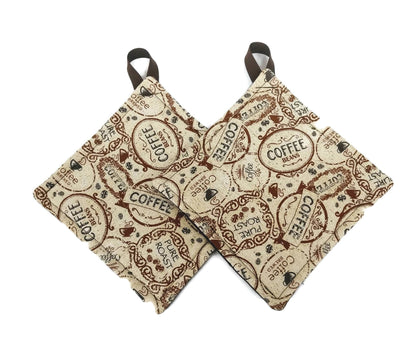 Pot Holder for Kitchen Pot holder Set Oven Hot Pad Pot holder for Cooking or Baking in a Pure Roast Coffee Fabric Print