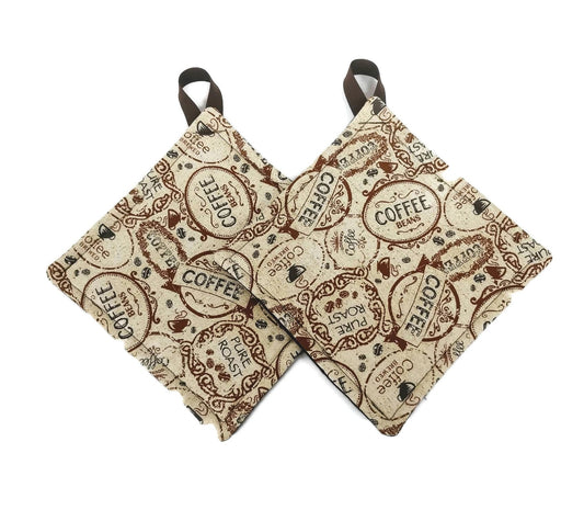 Pot Holder for Kitchen Pot holder Set Oven Hot Pad Pot holder for Cooking or Baking in a Pure Roast Coffee Fabric Print