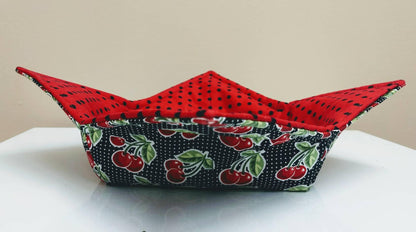 X-Large Serving Bowl Microwavable Holder Cherry Print