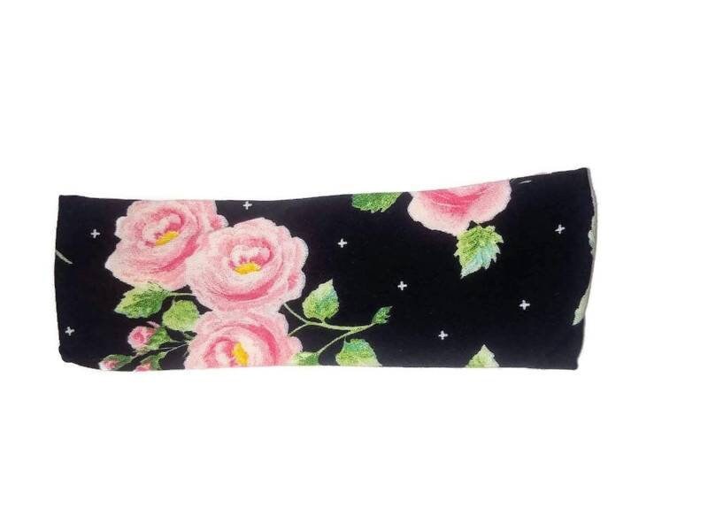 Floral Classic Black Stretchy Head Band or Wrap