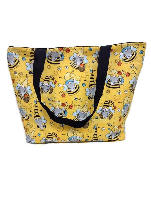Bee Gnome Beach Bag or Tote Bag with Pocket