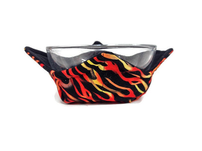 Bowl Cozy Microwave Safe Cotton Hot Soup Bowl Pot Holder in a Reversible Hot Flame and Solid Black Fabric Print