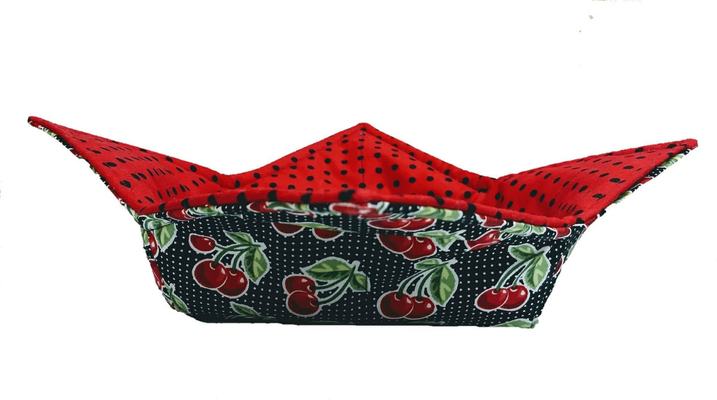 X-Large Serving Bowl Microwavable Holder Cherry Print