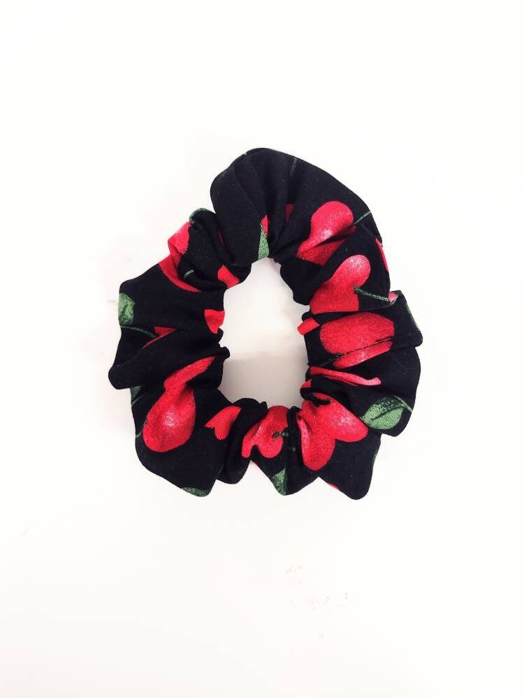 Valentine's Cherry Heart Scrunchie