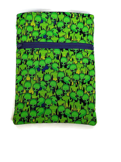 Tablet Sleeve case with Zipper Pocket in an Alien Fabric Print