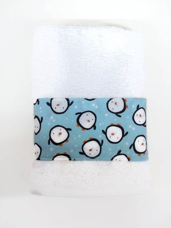 Round Penguin Christmas Fabric Embellished Hand Towel