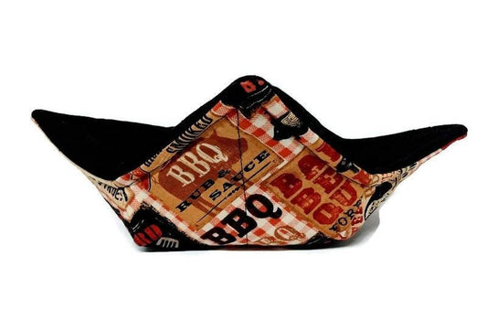 Bowl Cozy Microwave Safe Cotton Soup Hot Bowl Pot Holder in a BBQ Patchwork Fabric Print