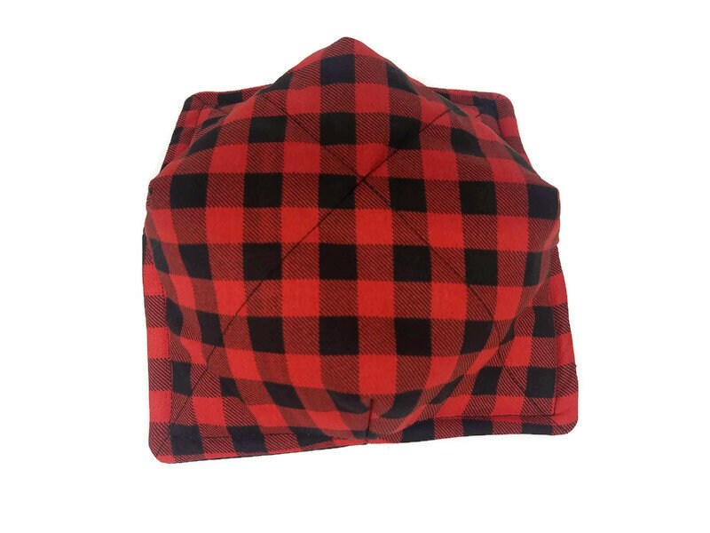 Bowl Cozy Microwave Safe Cotton Soup Hot Bowl Pot Holder in a Buffalo Plaid and Solid Black Fabric Print