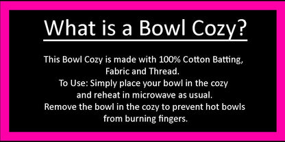 Microwavable Bowl Cozy Miniature Black and White Cherry quilted cotton reversible microwavable soup bowl holder