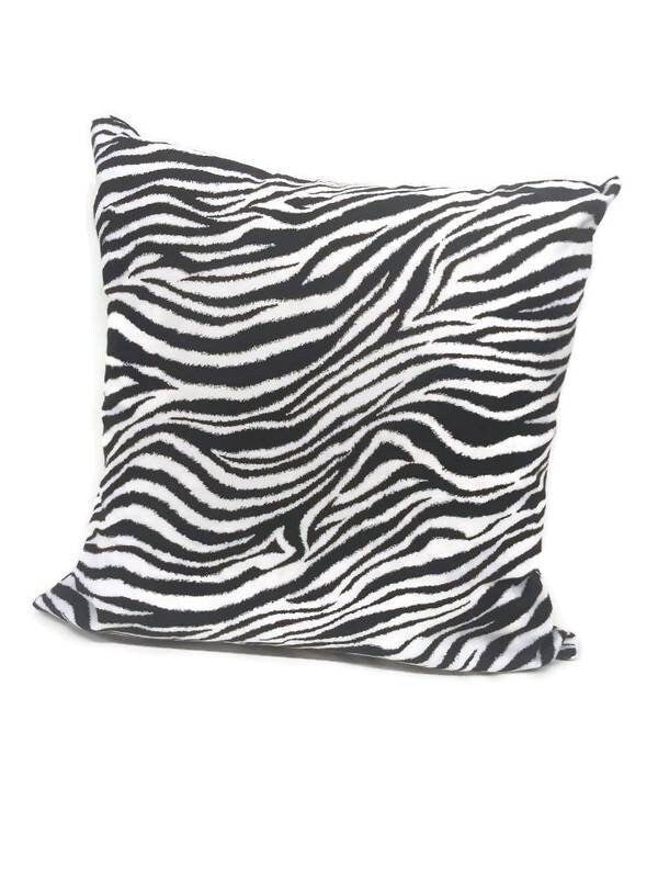 18 x 18 inch Black Zebra throw pillow with invisible zipper