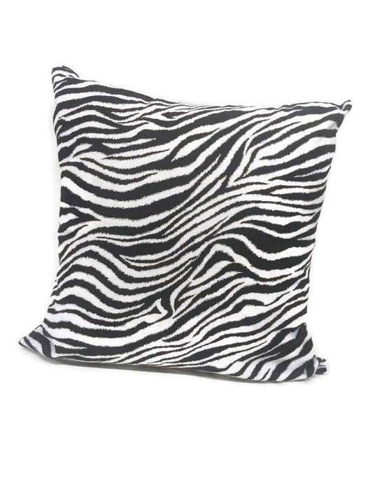 18 x 18 inch Black Zebra throw pillow with invisible zipper
