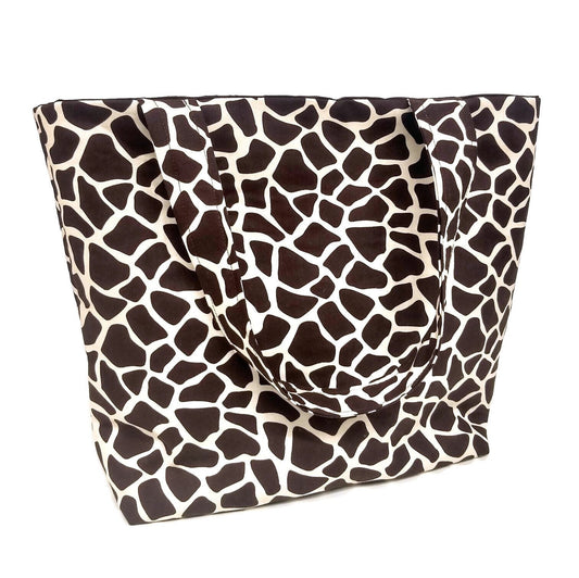 Giraffe Print Beach Bag or Tote Bag with Pocket