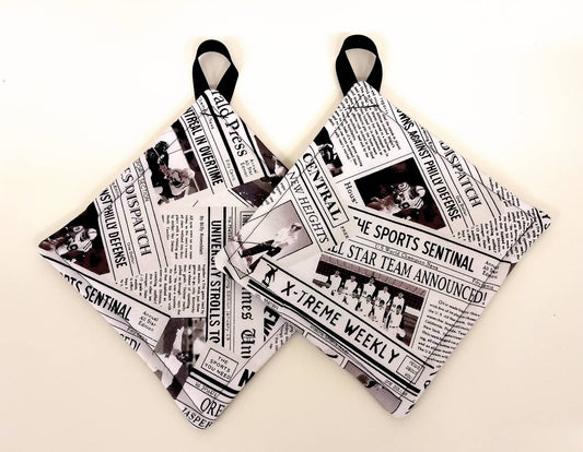 Pot holder for kitchen Pot Holder Set Oven Hot Pad Pot Holder for Cooking or Baking in a Morning Newspaper Fabric Print
