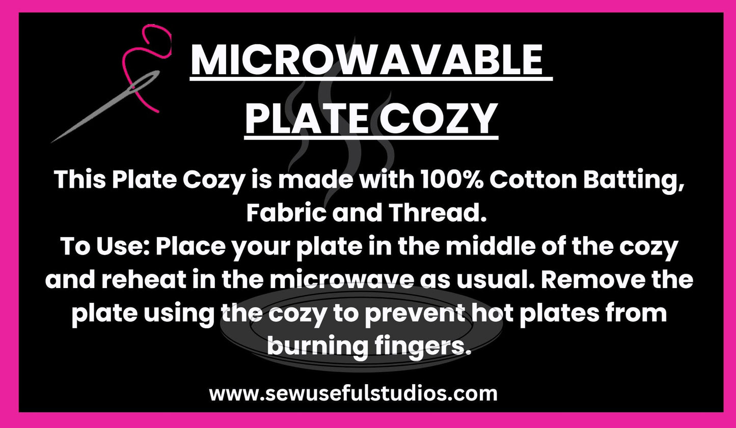 Microwavable Plate Cozy in a Pure Roast Coffee Fabric Print, Reversible and Washable