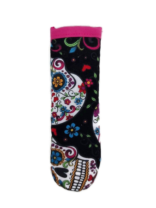Cast Iron Skillet Handle Cover, Potholder Handle, Pop Sugar Skull Fabric Print - Washable