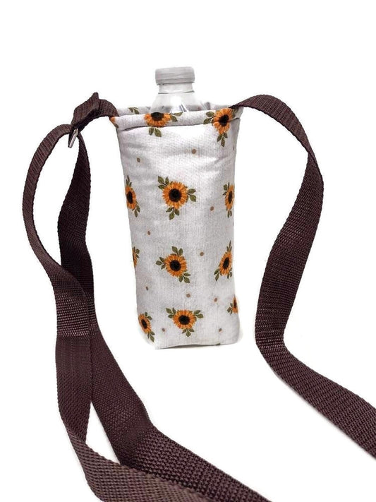Country Sunflower Insulated Water Bottle Holder with Adjustable Strap