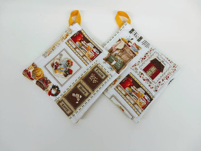 Home Sweet Home Potholder or Hot Pad set with Hanging Loop