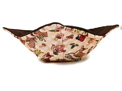 Bowl Cozy Quilted Cotton Microwave Safe Woodland Creature