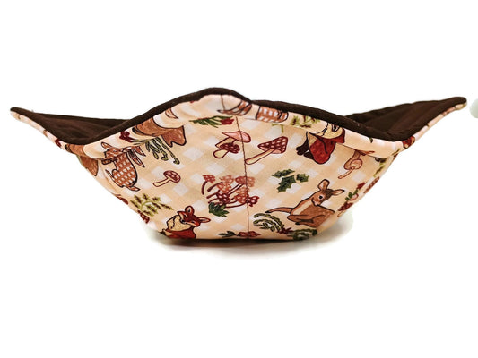 Bowl Cozy Quilted Cotton Microwave Safe Woodland Creature