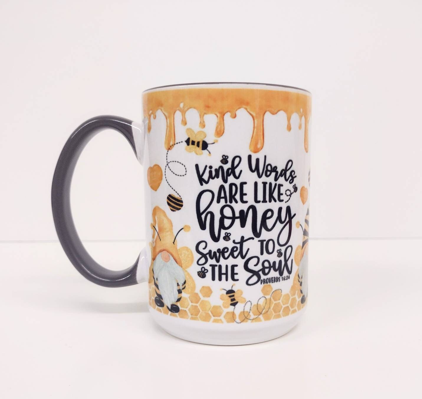 Coffee Cup Kind Words 15oz ceramic cup with handle
