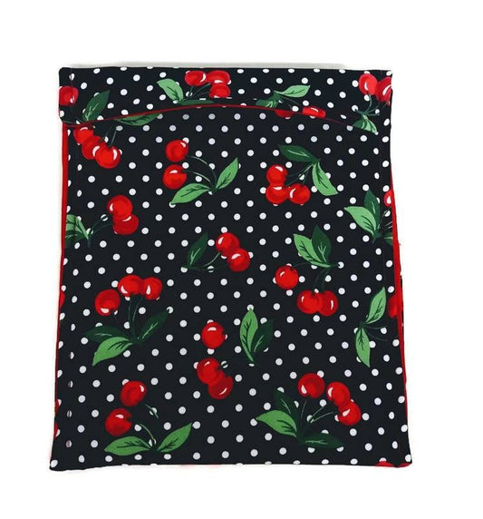Baked Potato Bag in a  Red Cherry and Polka Dot Fabric Print by Sewuseful Studios