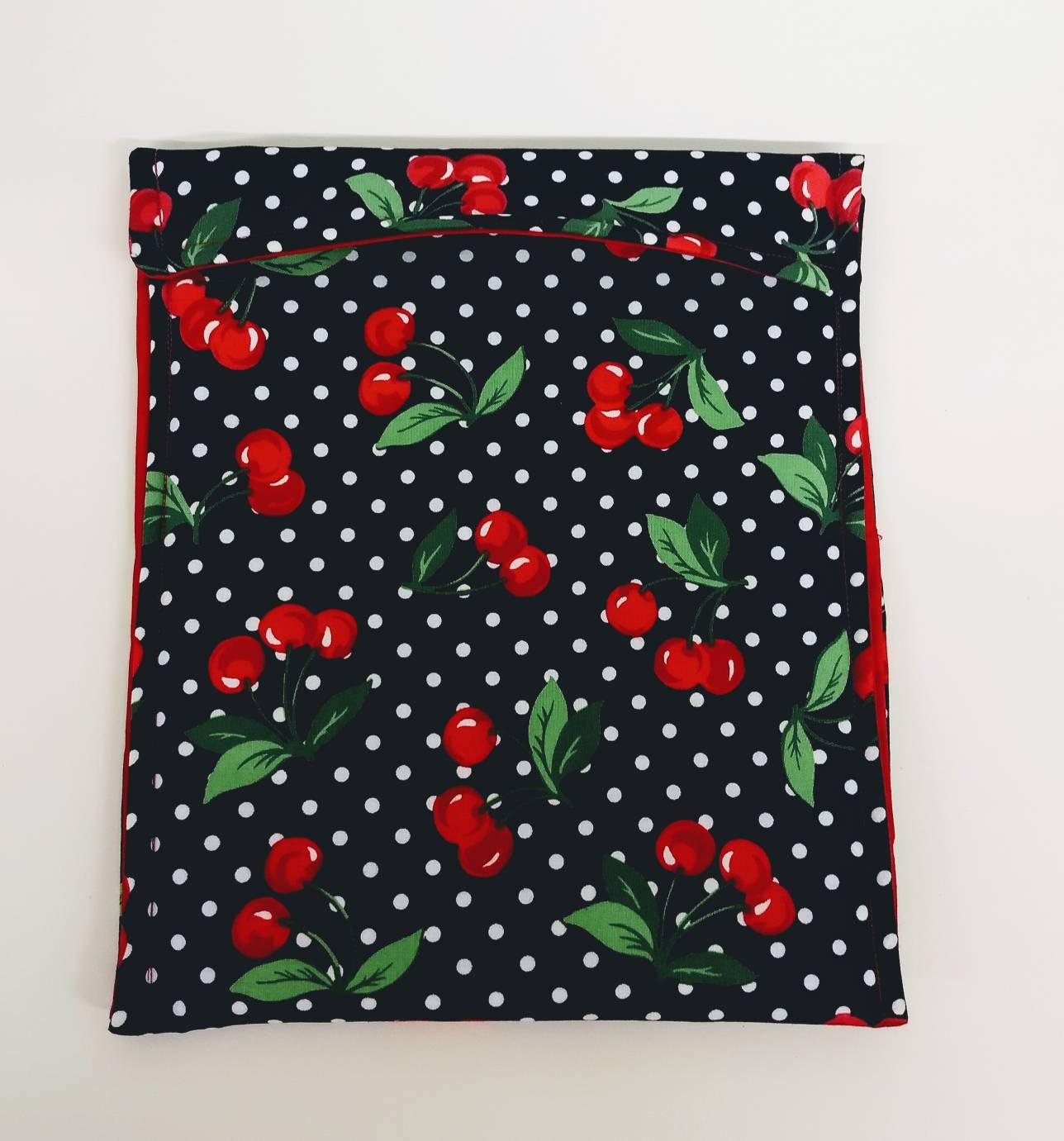 Baked Potato Bag in a  Red Cherry and Polka Dot Fabric Print by Sewuseful Studios