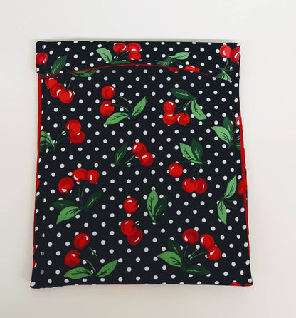 Baked Potato Bag in a  Red Cherry and Polka Dot Fabric Print by Sewuseful Studios
