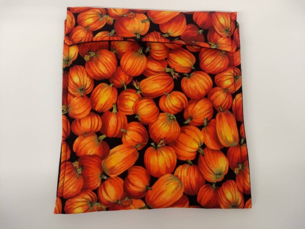 Potato Bag in a  Fall Pumpkin Fabric Print by Sewuseful Studios LLC