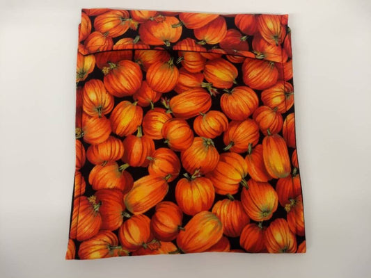 Potato Bag in a  Fall Pumpkin Fabric Print by Sewuseful Studios LLC