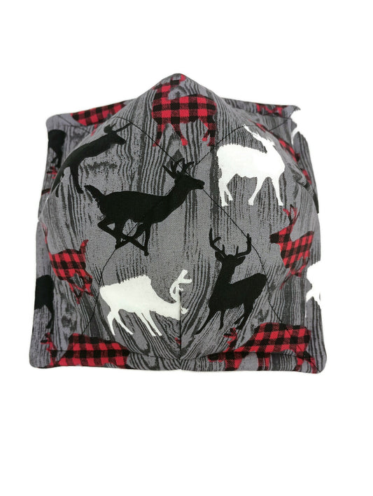 Bowl Cozy Microwave Safe Cotton Hot Soup Bowl Pot Holder in a Deer Silhouette Buffalo Plaid Fabric Print