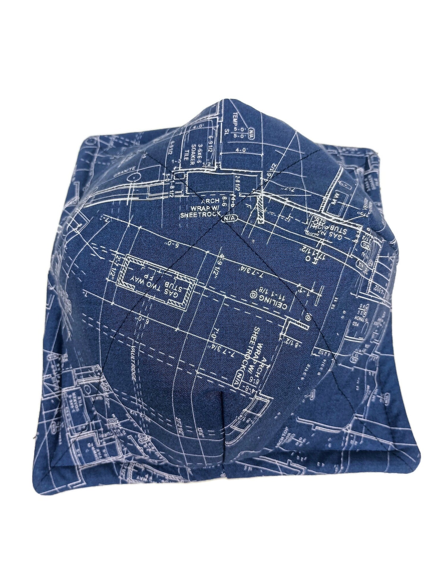 Bowl Cozy Microwave Safe Cotton Soup Hot Bowl Pot Holder in a Blue Print Fabric Print