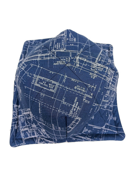 Bowl Cozy Microwave Safe Cotton Soup Hot Bowl Pot Holder in a Blue Print Fabric Print