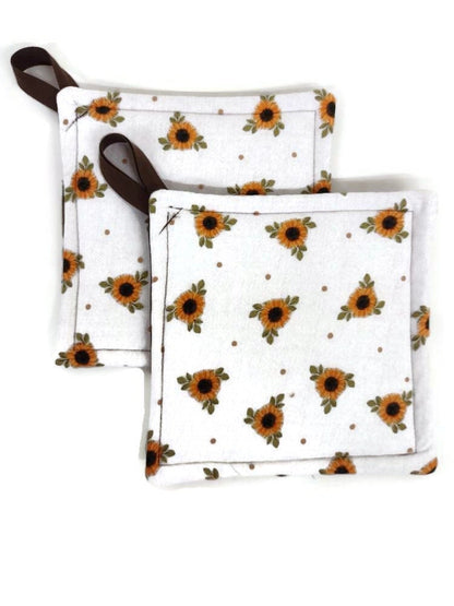 Pot holder for kitchen Pot Holder Set Oven Hot Pad Pot Holder for Cooking or Baking in a Country Sunfower Fabric Print