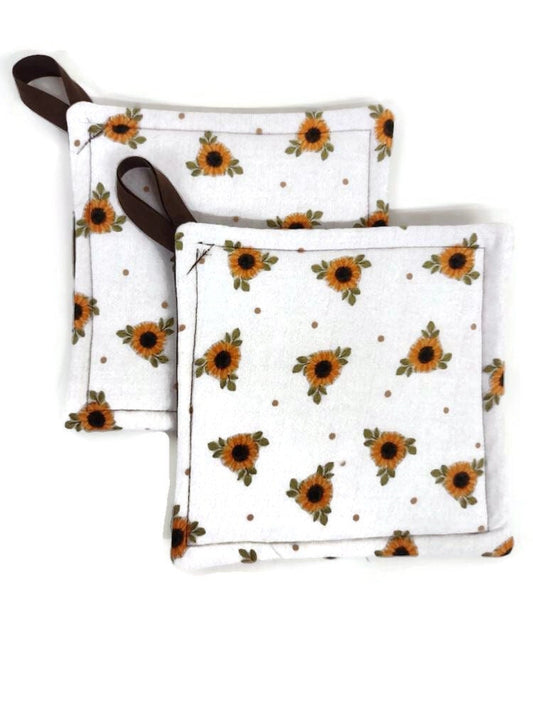 Pot holder for kitchen Pot Holder Set Oven Hot Pad Pot Holder for Cooking or Baking in a Country Sunfower Fabric Print