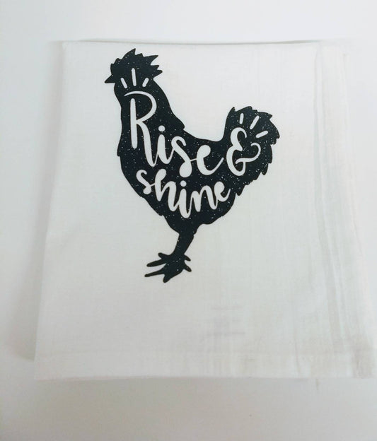 Rise and Shine Rooster 100% kingspun cotton tea or flour sack towel