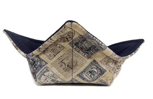 Microwavable Bowl Cozy Antique Stamps by Sewuseful Studios LLC