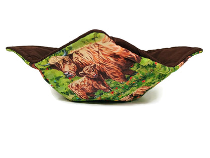 Bowl Cozy Quilted Cotton Microwave Safe Highland Cow