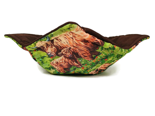 Bowl Cozy Quilted Cotton Microwave Safe Highland Cow