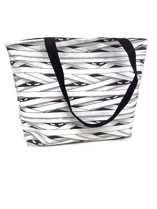 Glow in the Dark Mummy Trick or treat Bag or Tote Bag with Pocket