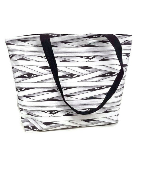 Glow in the Dark Mummy Trick or treat Bag or Tote Bag with Pocket