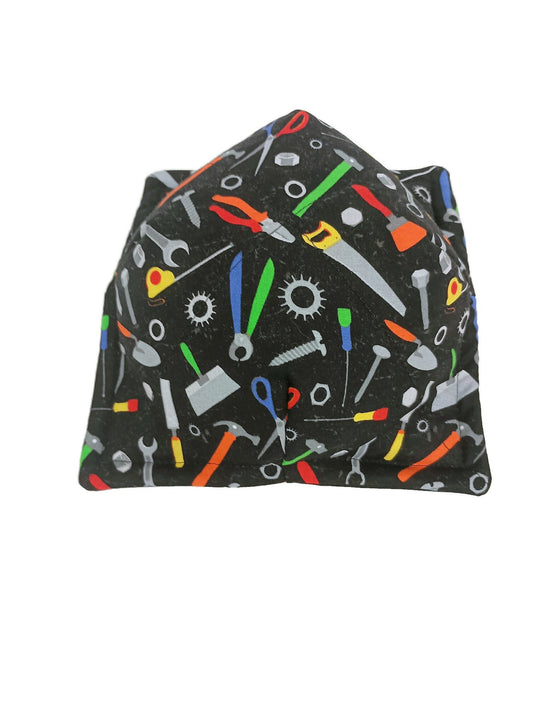 Bowl Cozy Microwave Safe Cotton Soup Hot Bowl Pot Holder in a Miniature Tool and Solid Black Fabric Print