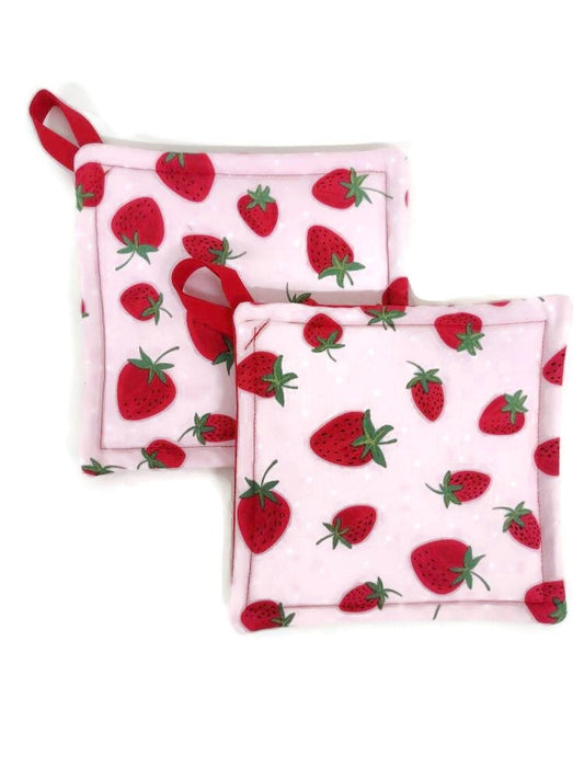 Pot holder for kitchen Pot Holder Set Oven Hot Pad Pot Holder for Cooking or Baking in a Strawberry Festival Fabric Print