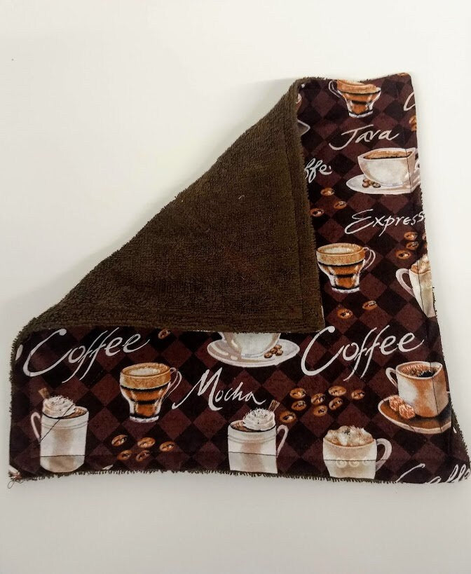 Kitchen Towel Terry Cloth set in Coffee Print