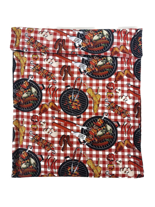 Baked Potato Bag in a Backyard BBQ Fabric Print by Sewuseful Studios