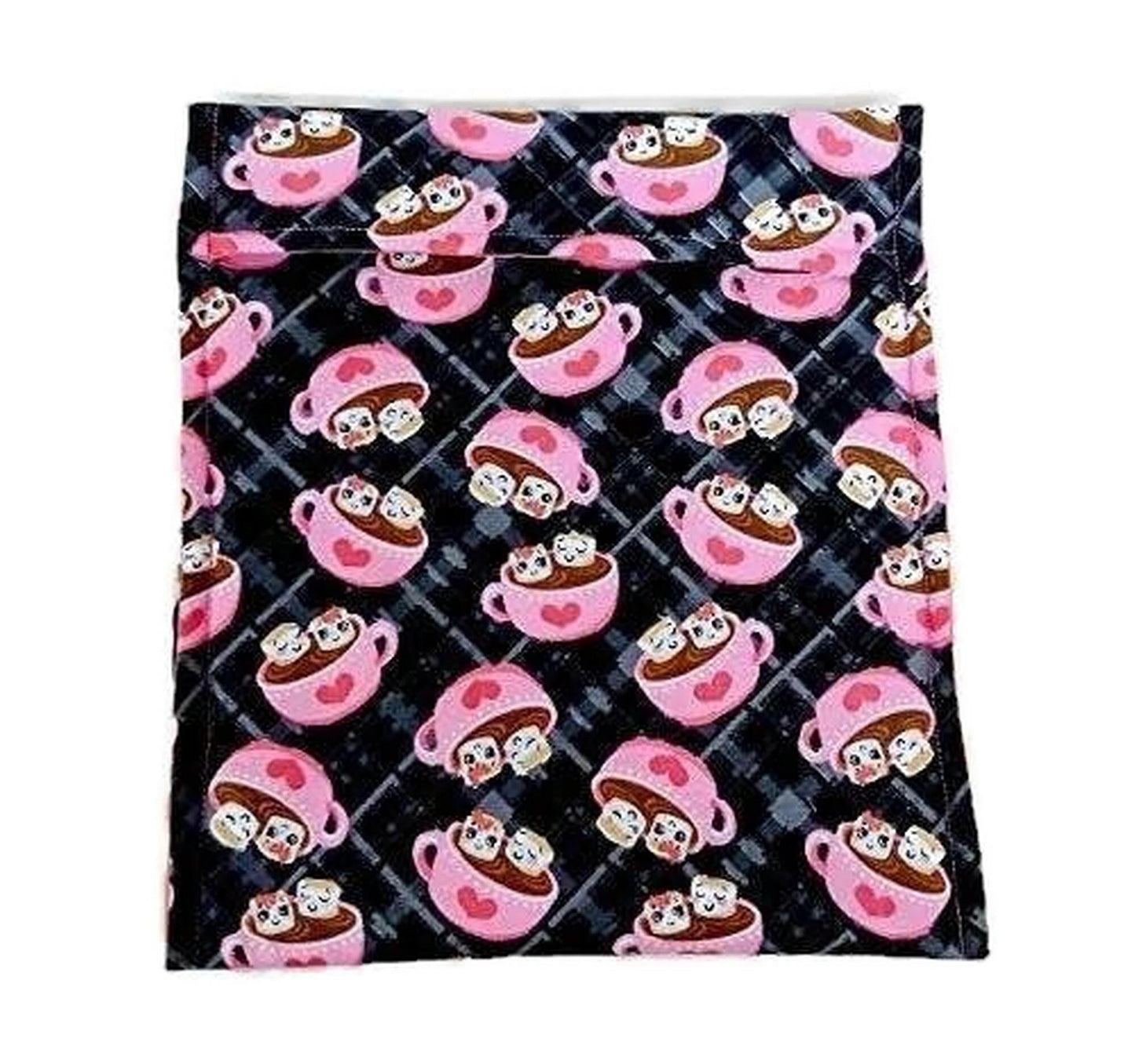 Microwavable baked potato bag, Hot Cocoa and Marshmallow Potato Bag, All Cotton bag for cooking potatoes, potato sack