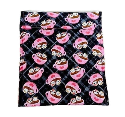 Microwavable baked potato bag, Hot Cocoa and Marshmallow Potato Bag, All Cotton bag for cooking potatoes, potato sack