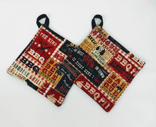 Pot holder for kitchen Pot Holder Set Oven Hot Pad Pot Holder for Cooking or Baking in a BBQ Fabric Print