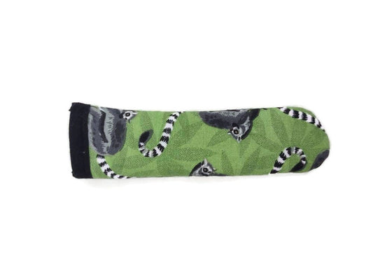 Cast Iron Skillet Handle Cover, Potholder Handle Cover in a Green Lemur Fabric Print - Washable