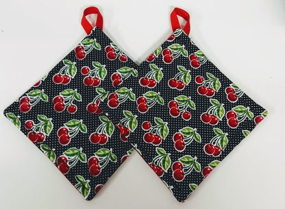 Pot holder for kitchen Pot Holder Set Oven Hot Pad Pot Holder for Cooking or Baking in a Large Cherry Fabric Print