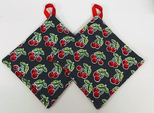 Pot holder for kitchen Pot Holder Set Oven Hot Pad Pot Holder for Cooking or Baking in a Large Cherry Fabric Print